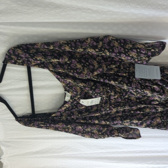 Astr Asymmetrical Floral Dress in Black and Purple Ditsy Print Women's XL - Picture 3 of 9